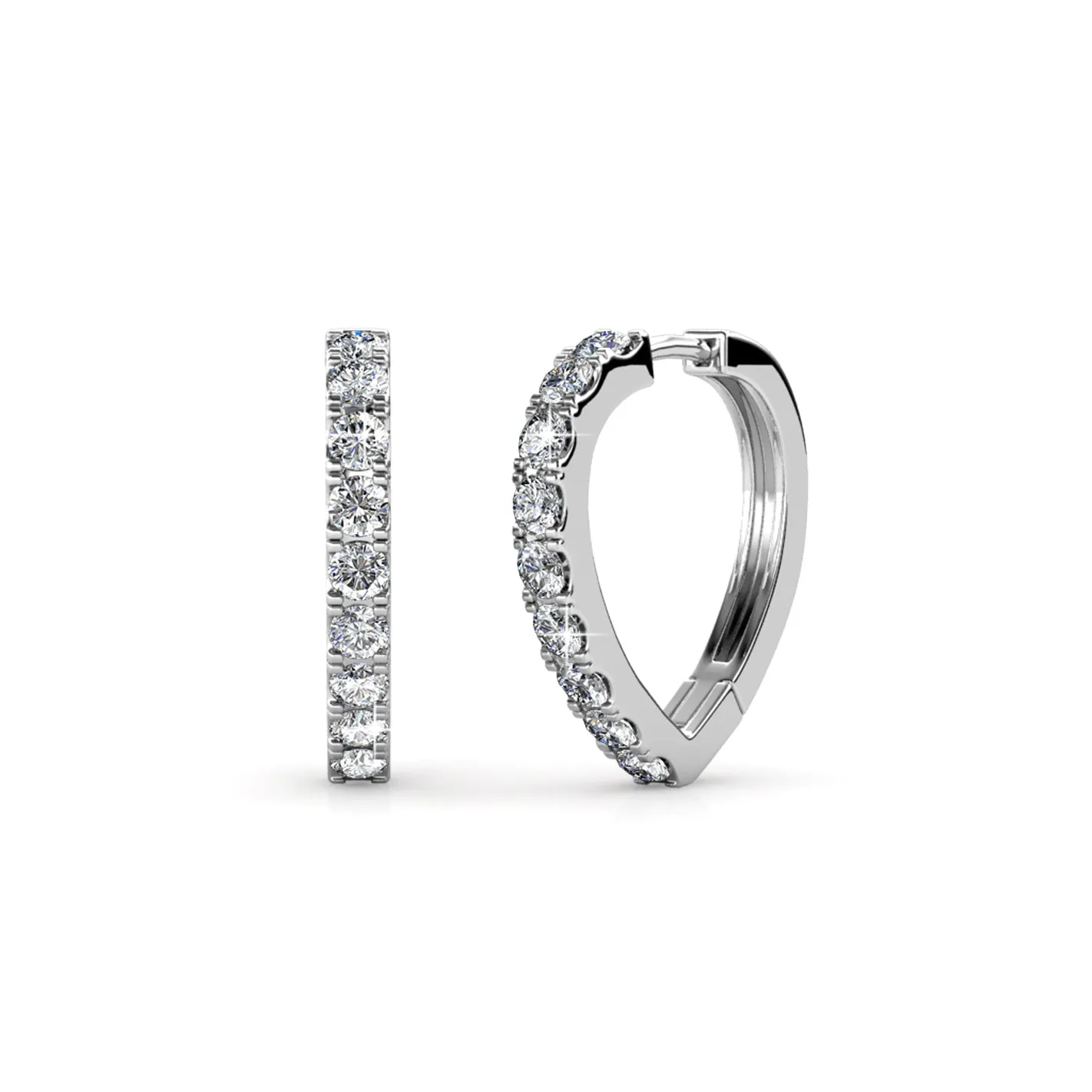 Waverly 18k Weißgold beschichtete 16mm Creolen mit Swarovski Kristallen