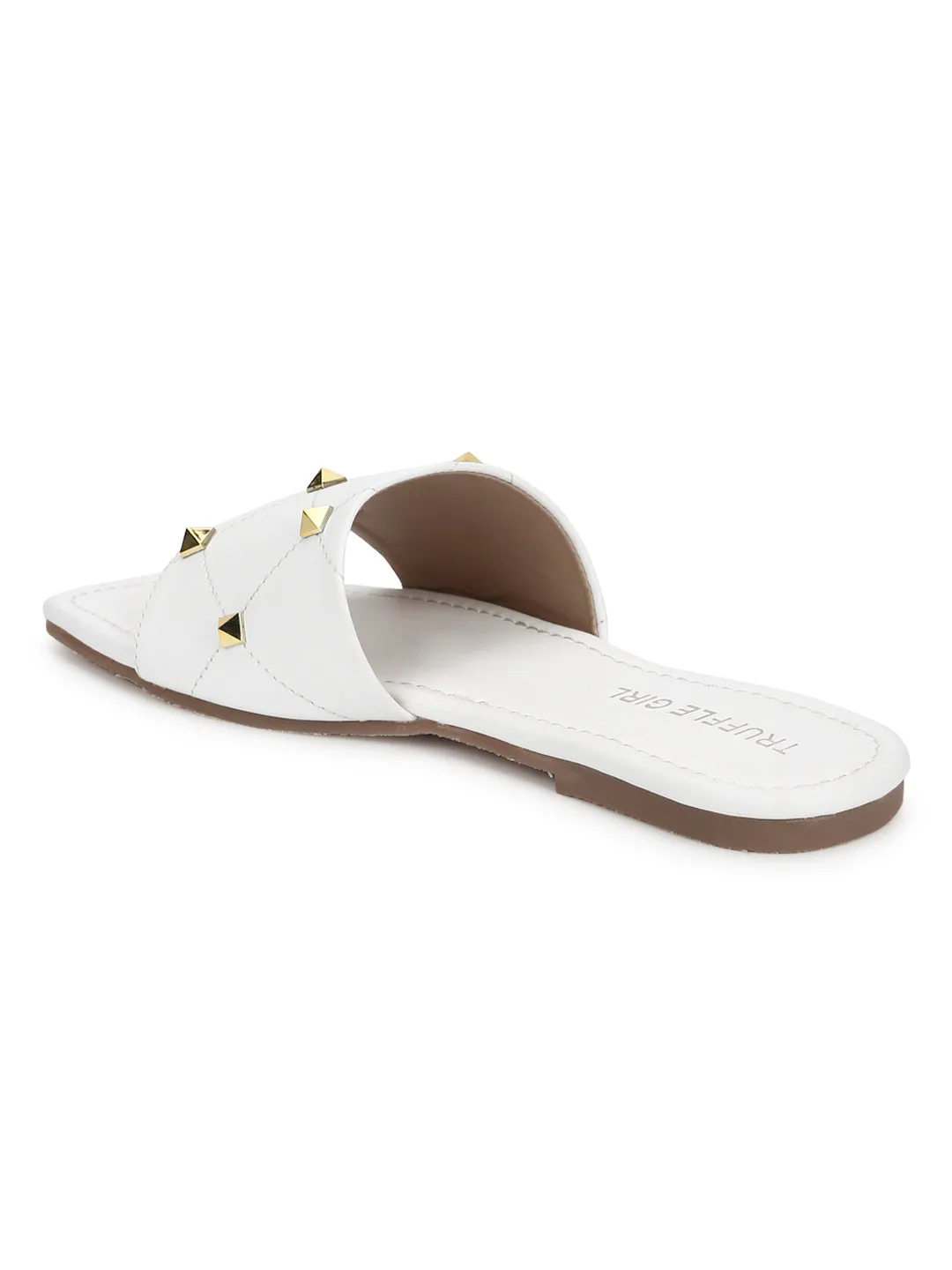 Weiße PU-Sandalen mit Nieten