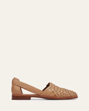 WISDOM CASUAL FLATS BRAUNES LEDER